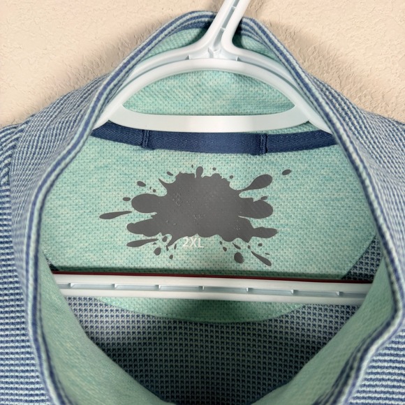 Vineyard Vines 1/4 Zip Pullover Sweater Whale Logo Mens 2XL Blue Striped read - Picture 3 of 7